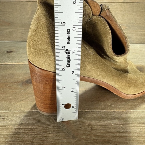 frye dancia womens size 8 shoes brown suede peep toe heel ankle booties boots - Picture 9 of 10